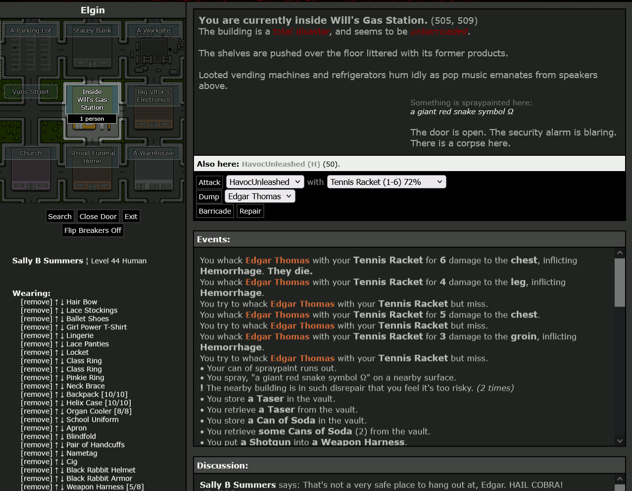#9: Edgar Thomas - Bloodlines - Sally B Summers says: "That's not a very safe place to hang out at, Edgar. HAIL COBRA!" - Killed by Tennis Racket - 26/04/2025