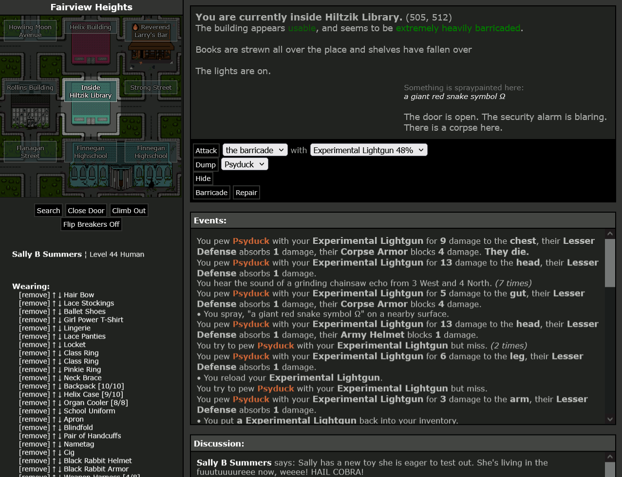 #12: Psyduck - Bloodlines - Sally B Summers says: "Sally has a new toy she is eager to test out. She's living in the fuuutuuuureee now, weeee! HAIL COBRA!" - Killed by Experimental Lightgun - 28/04/2025