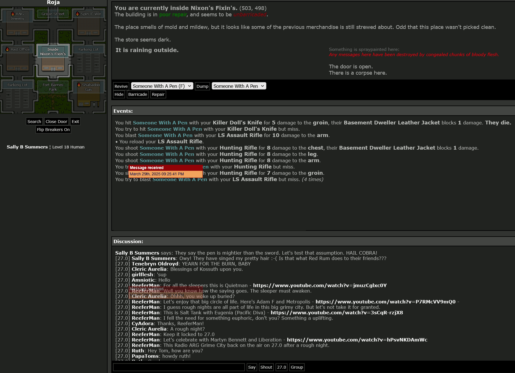 #1: Someone With A Pen - Critical Care Crusaders - Sally B Summers says: "They say the pen is mightier than the sword. Let's test that assumption. HAIL COBRA!" - Killed by Killer Doll's Knife - 29/03/2025