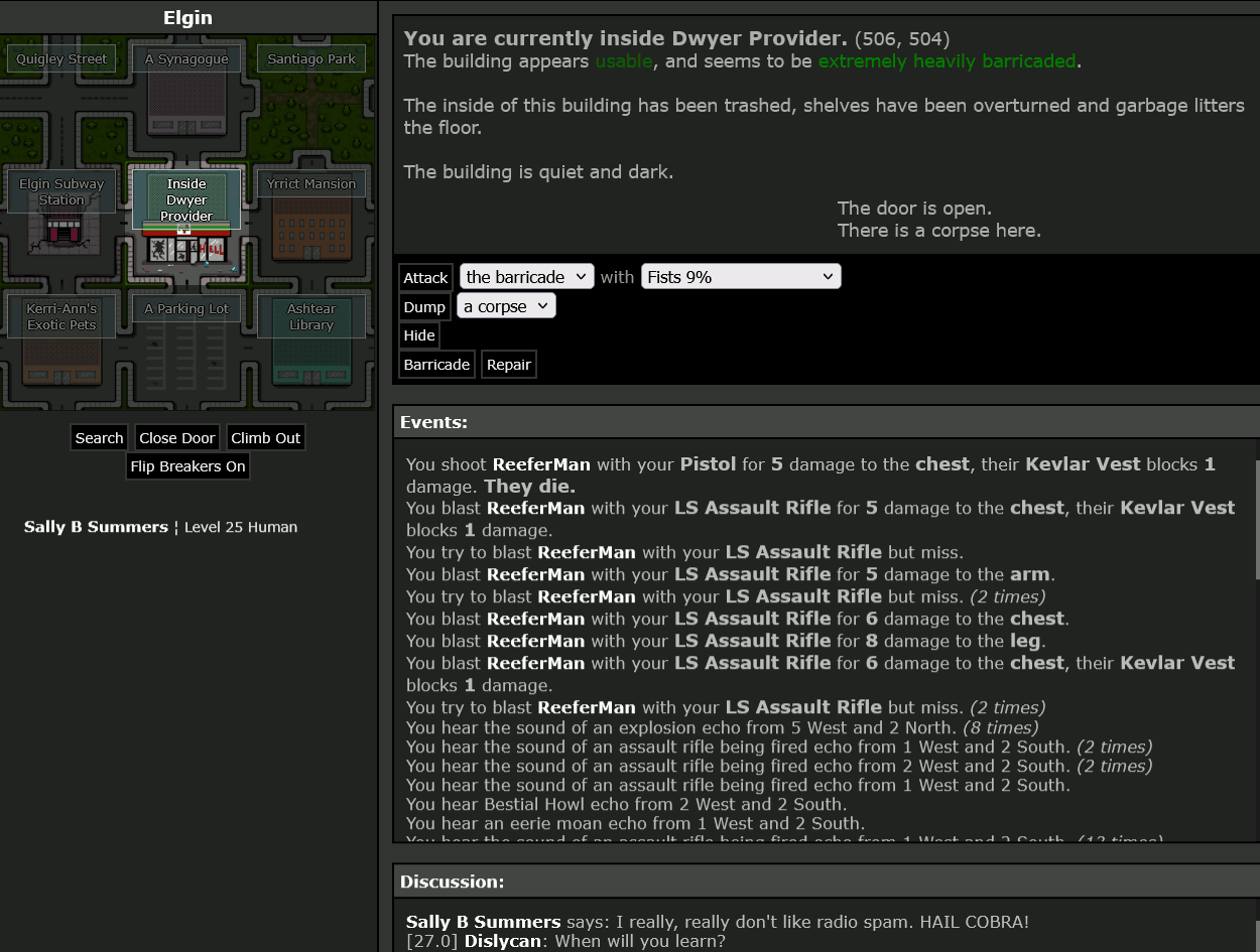 #5: Reeferman - Sally B Summers says: "I really, really don't like radio spam. HAIL COBRA!" - Killed by Pistol - 08/04/2025
