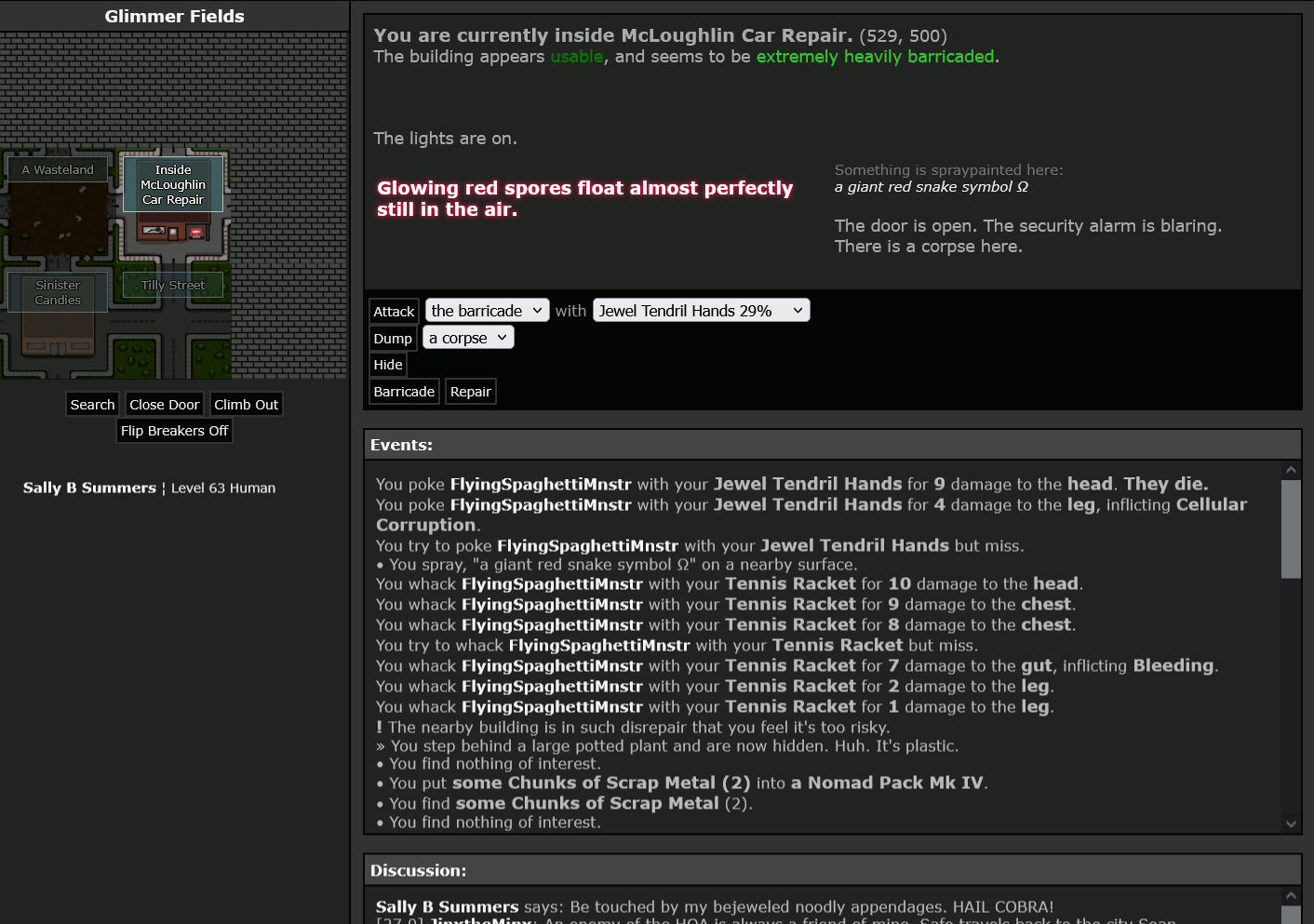 #22: FlyingSpaghettiMnstr - The Zookeepers - Sally B Summers says: "Be touched by my bejeweled noodly appendages. HAIL COBRA!" - Killed by Jewel Tendril Hands - 16/06/2025
